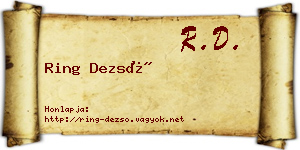Ring Dezső névjegykártya